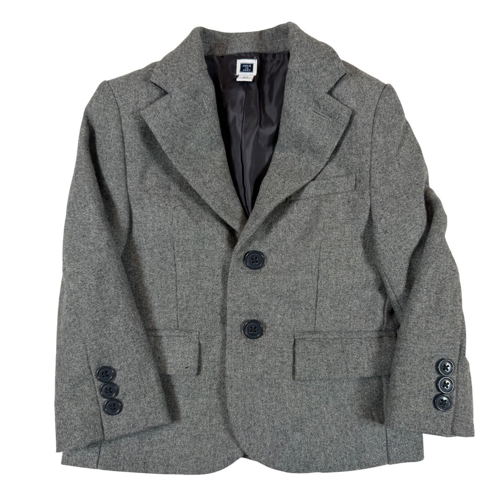 Janie and Jack Boys Heather Gray Wool Blend Blazer Jacket Size 2T 100021913‎